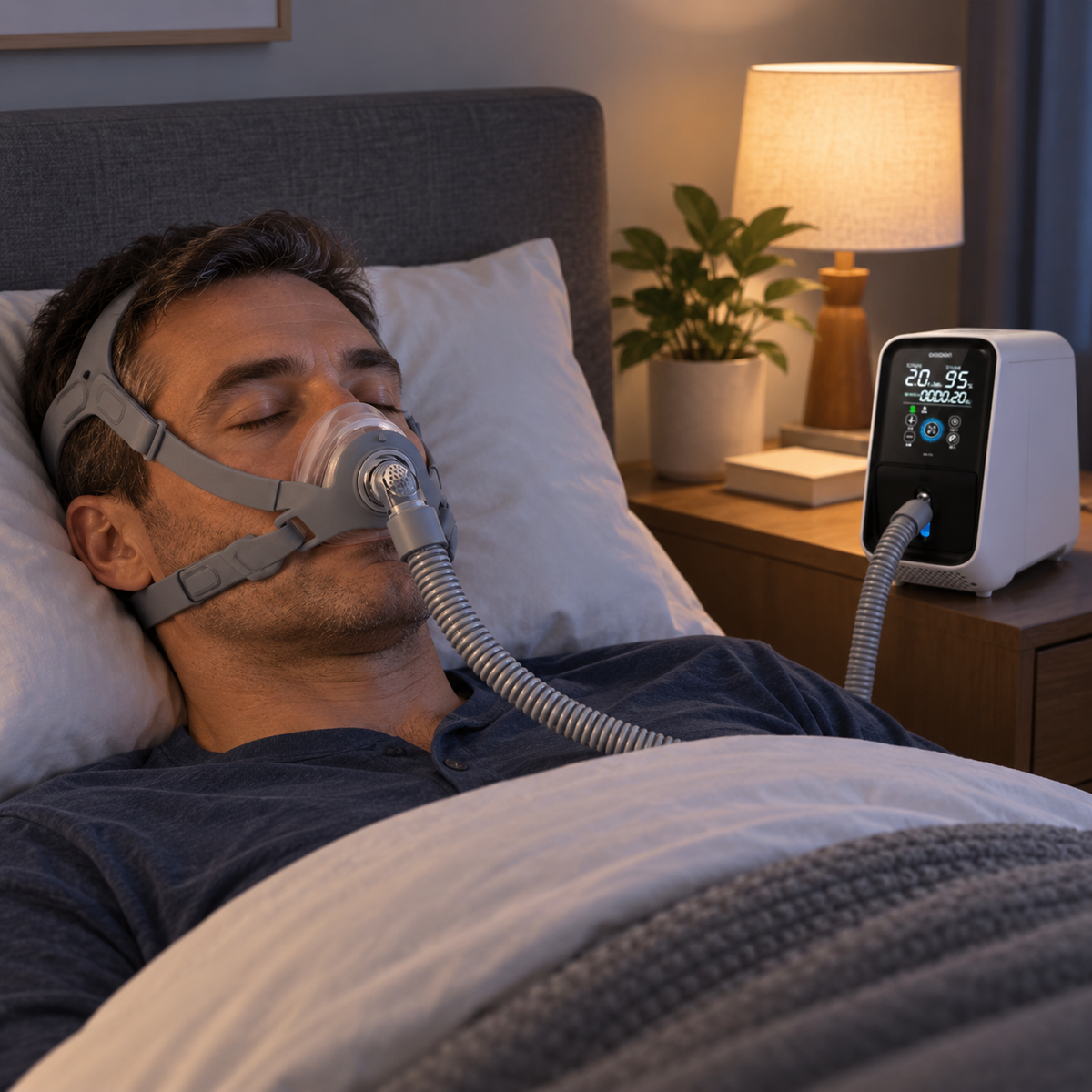 Pannefri CPAP-nesemaske med justerbart hodebånd