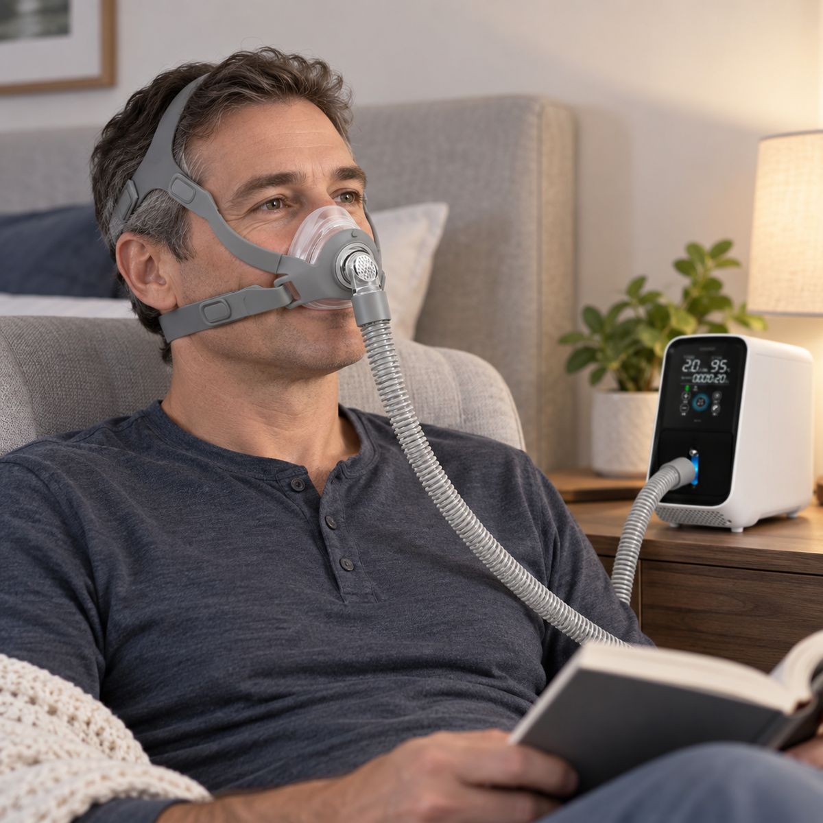Pannefri CPAP-nesemaske med justerbart hodebånd