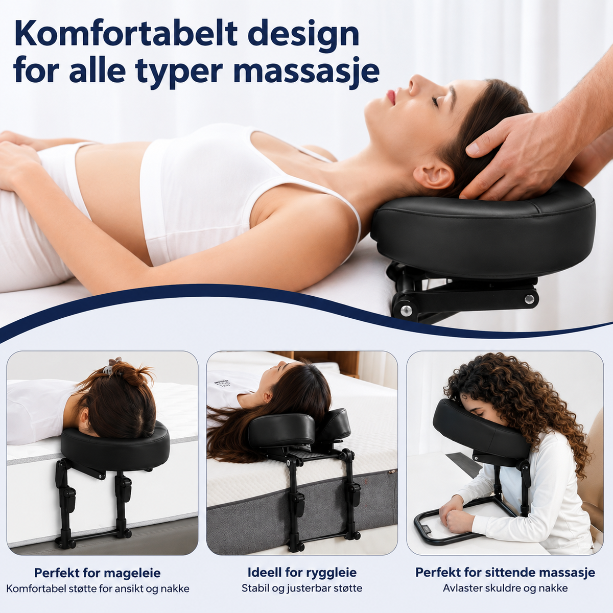 Massasjehodestøtte med memory foam for seng og hjemmebruk